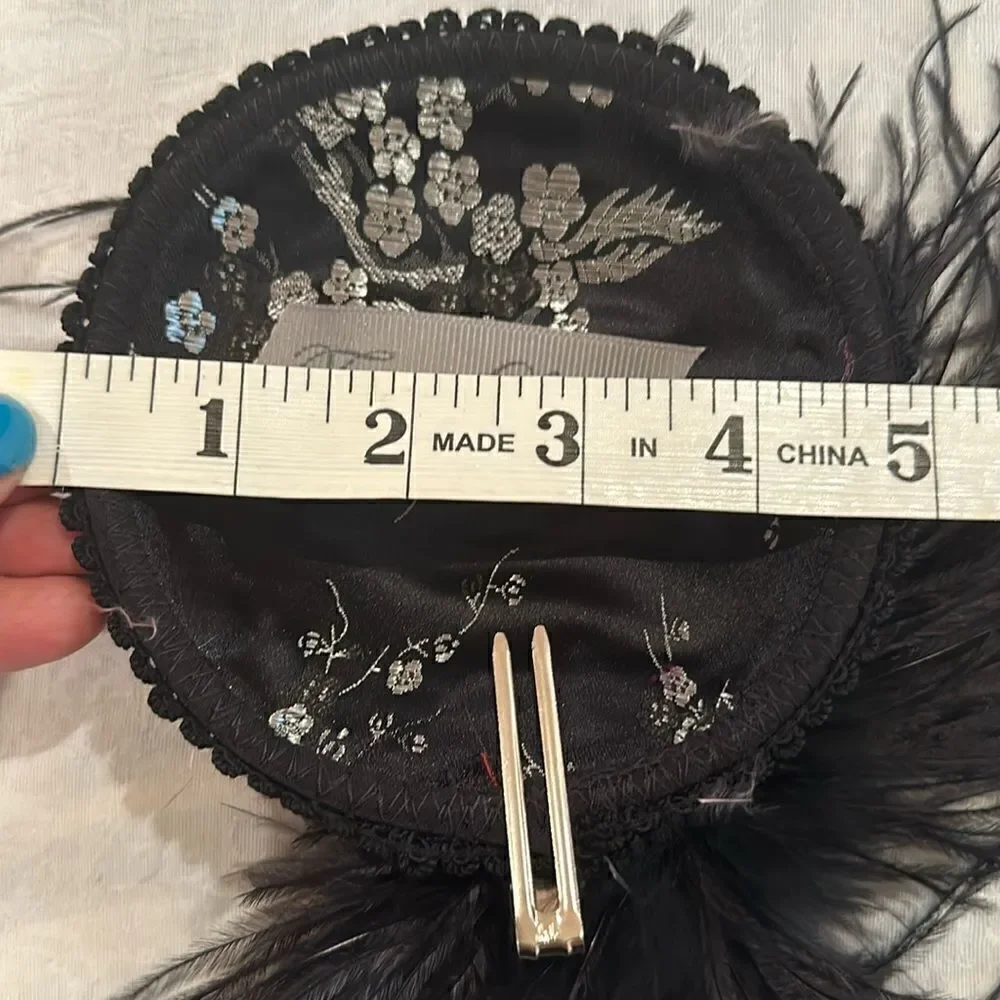 Taissa Lada Handmade Feather Fascinator Maribou Satin Lace Purple Black Hat Clip